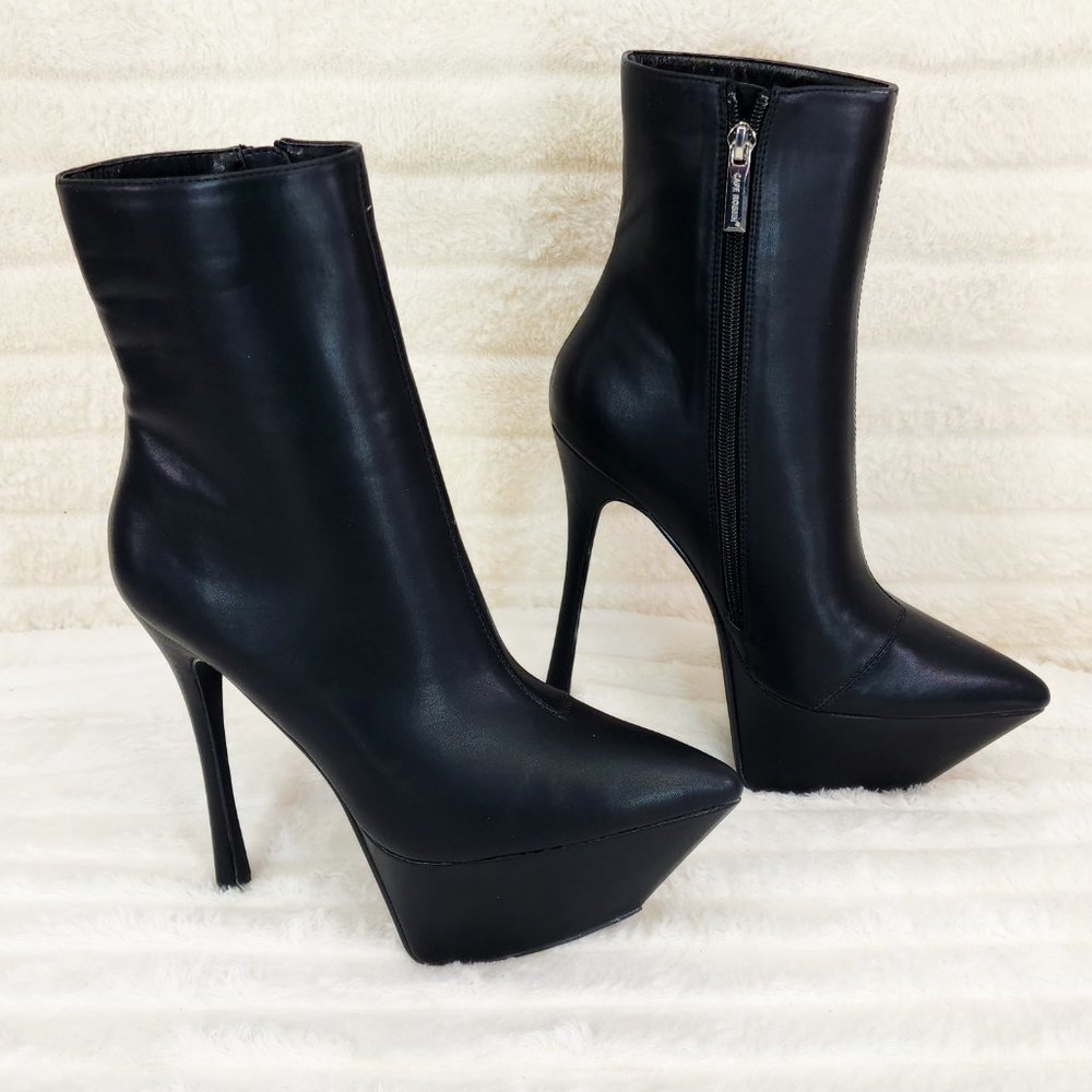 Cape Robbin Black Pointed Toe Platform Stiletto Ankle Boots